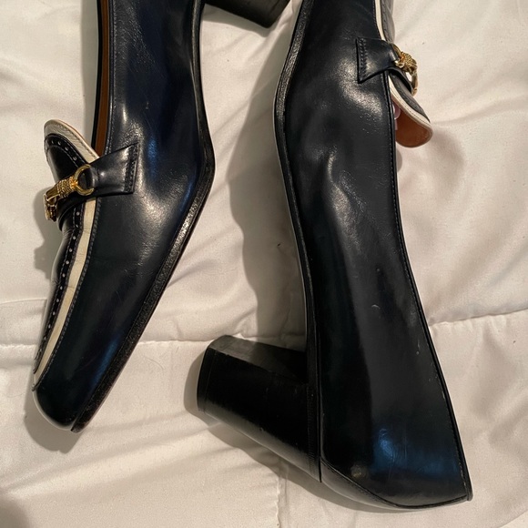 Celine Black and White Loafers with Gold Accent - Picture 5 of 6